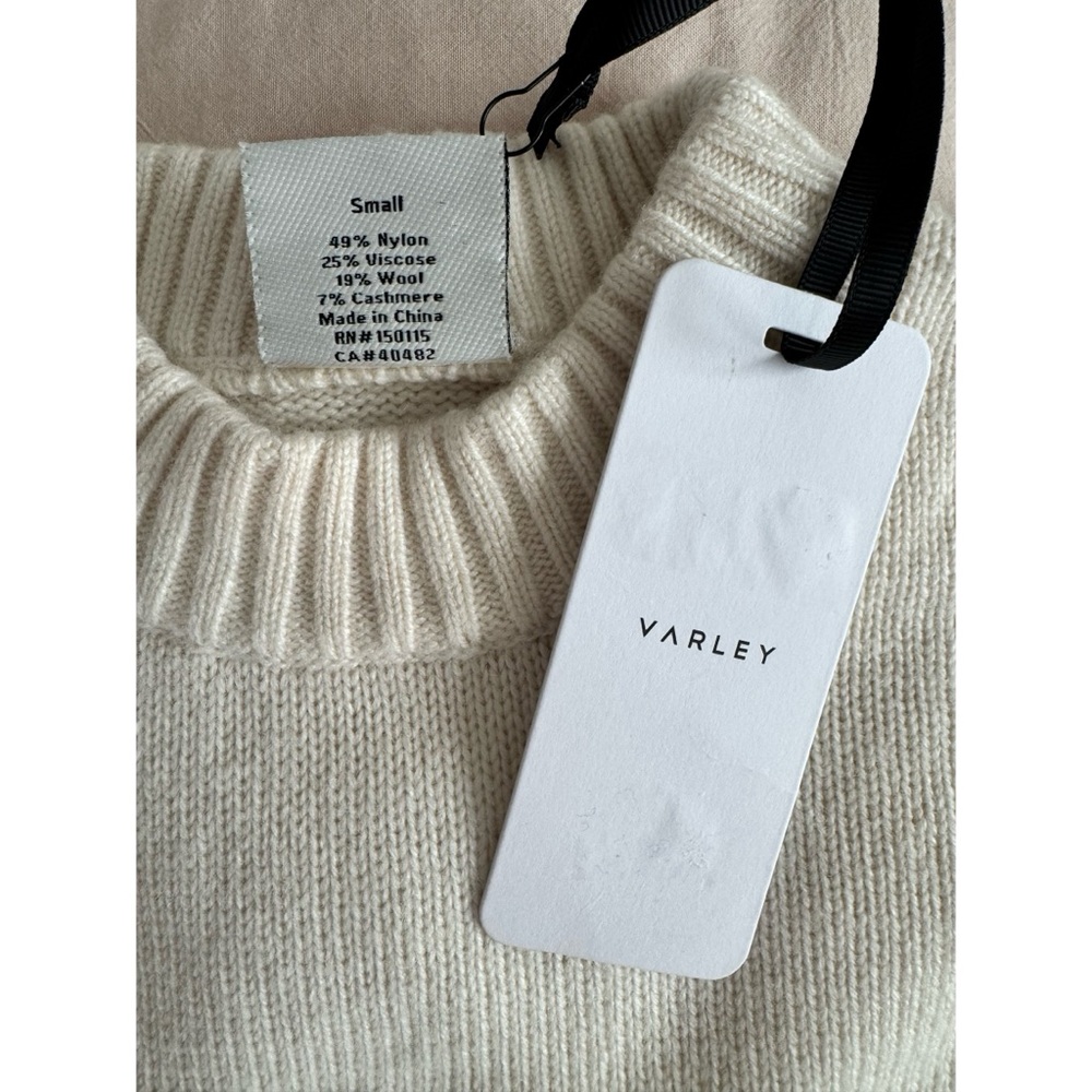 Varley Edie Namesake Knit Cashmere Blend Crew Neck Sweater, Size S, NWT - Picture 6 of 11